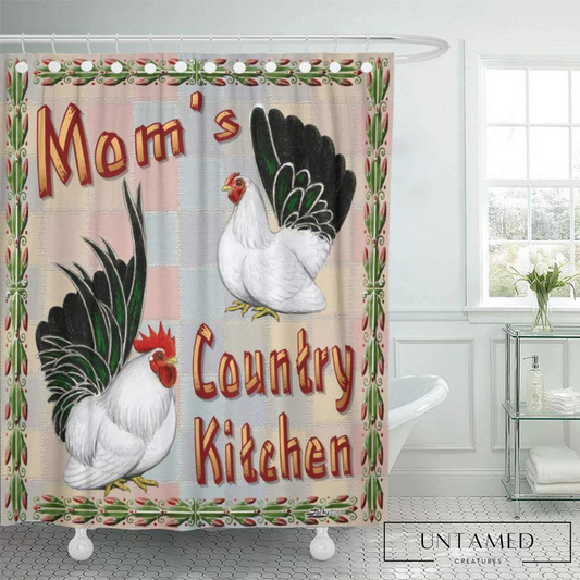 Chickens Roosters Bath Shower Curtain