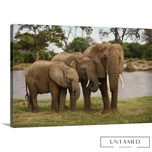 African Elephant Family Canvas