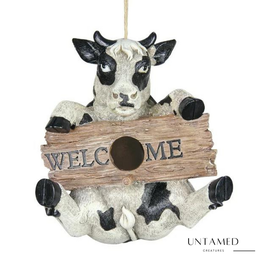 Black White Resin Cow Figurine with Weather-Resistant Feature and Exhart Hand Paint Design Wall Decor