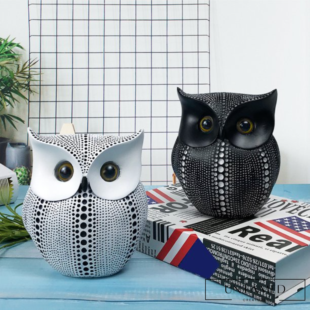 Owl Art with Glass Dots for Shelf Decor