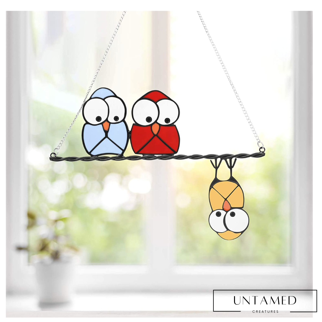 Stained Glass Owl Window Hangings