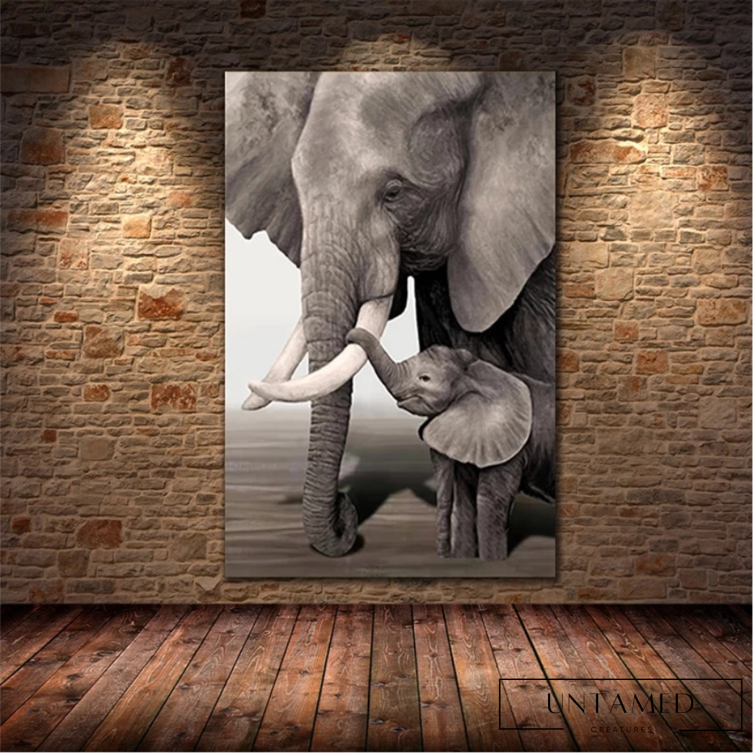 Elephant Mother and Child Poster