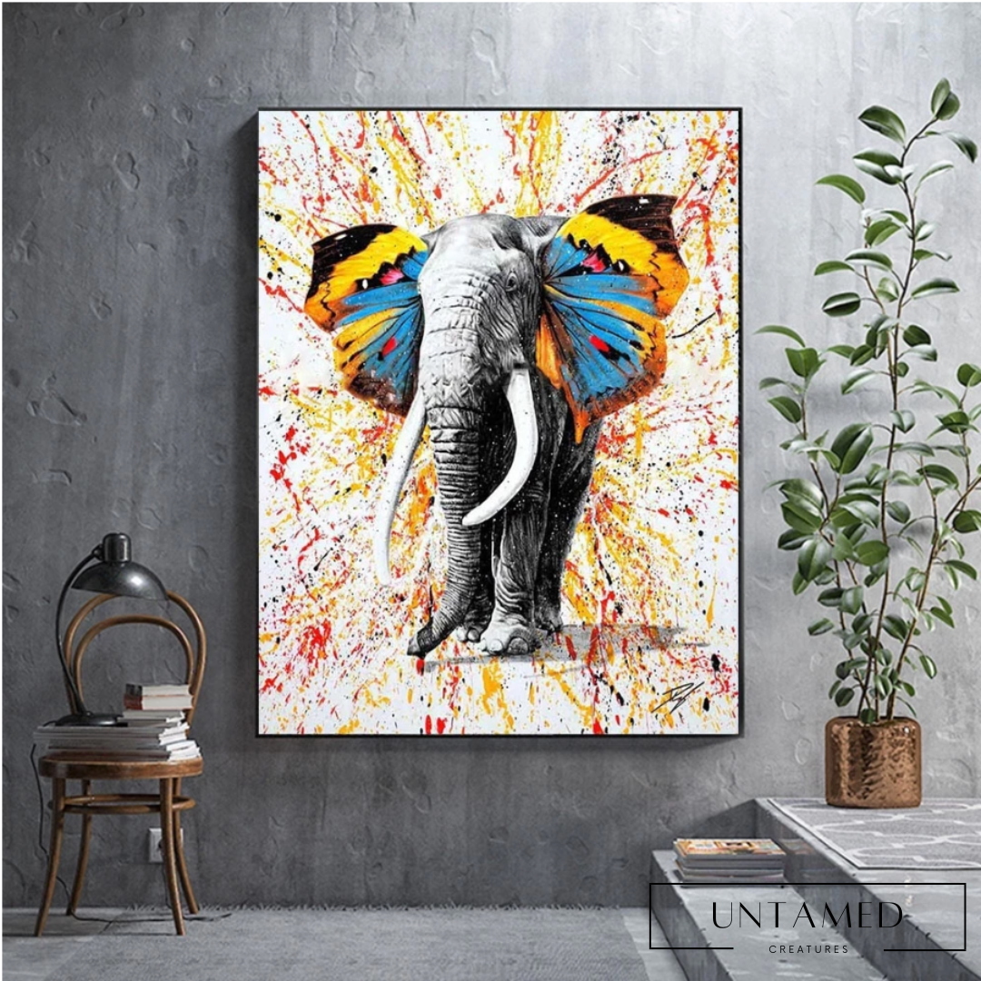 Watercolor Elephant Oil Painting