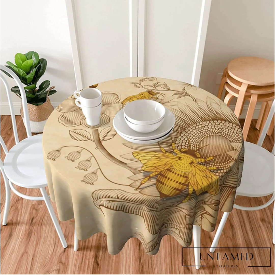 Vintage Bee Sunflower Tablecloth