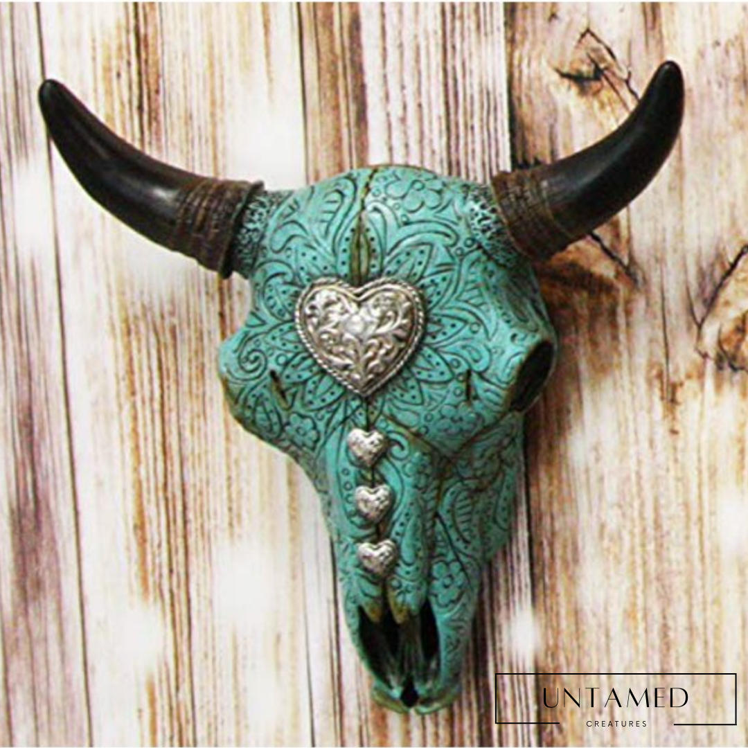Turquoise Cow Head Wall Decor