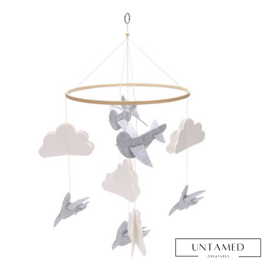 Baby Crib Mobile Birds & Clouds Ceiling Decoration