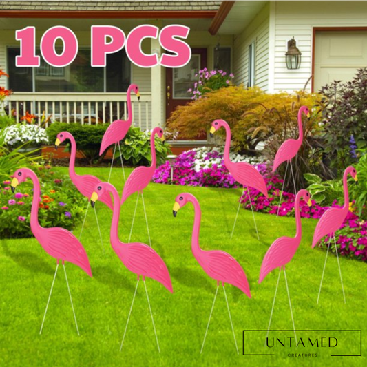 10 Pieces Plastic Lawn Flamingo