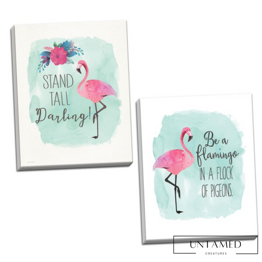 2 Set Flamingo Canvas Posters