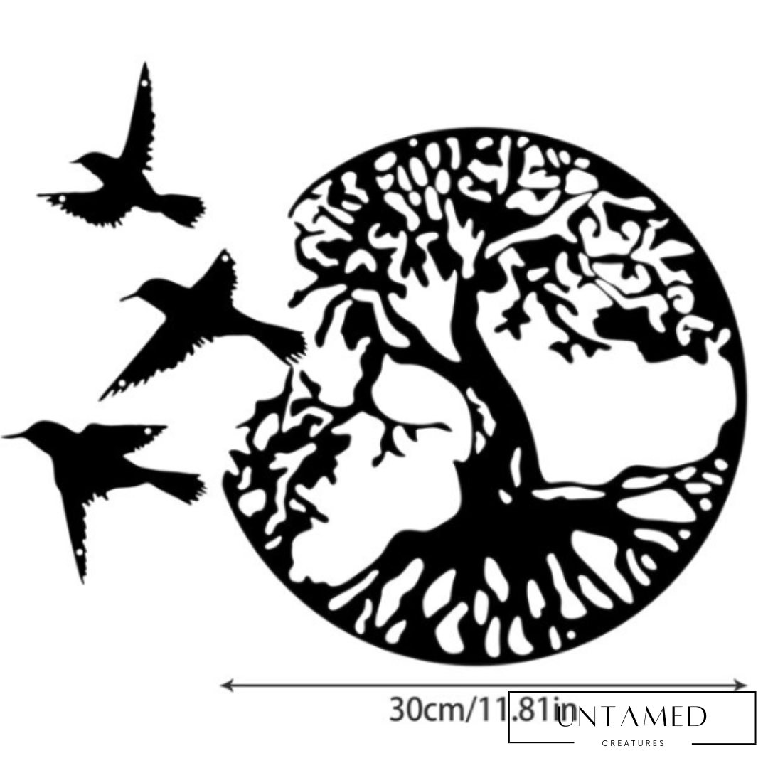 3 Birds and Tree of Life Wall Decor Metal Wall Art