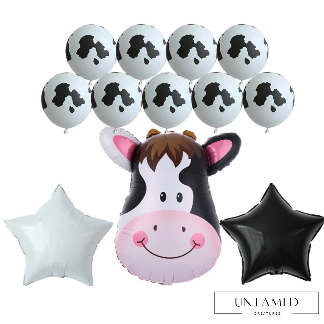 12 Pieces Cow Birthday Balloons