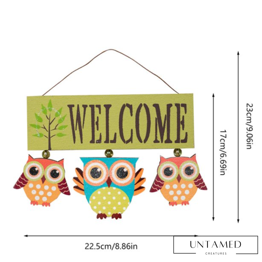 Wooden Owl Welcome Sign
