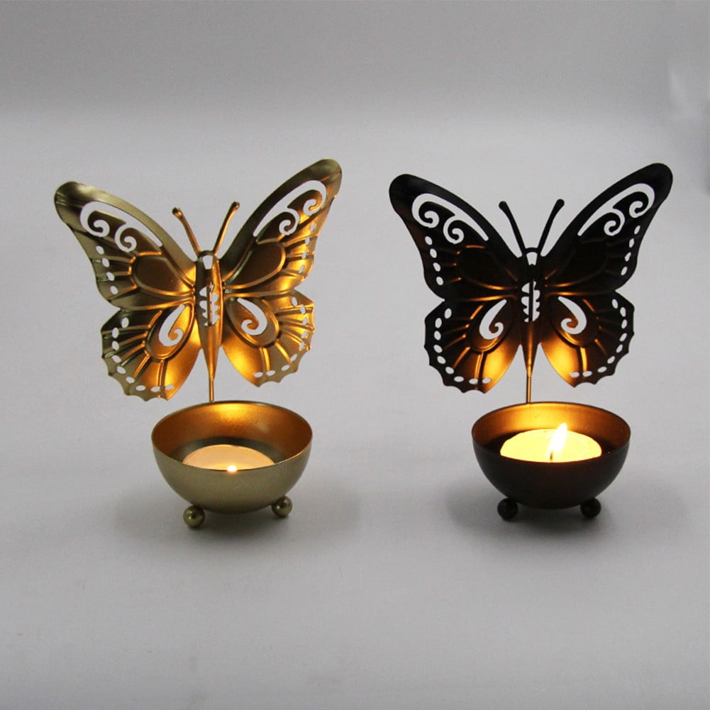 Elegant Golden Butterfly Art Candlestick