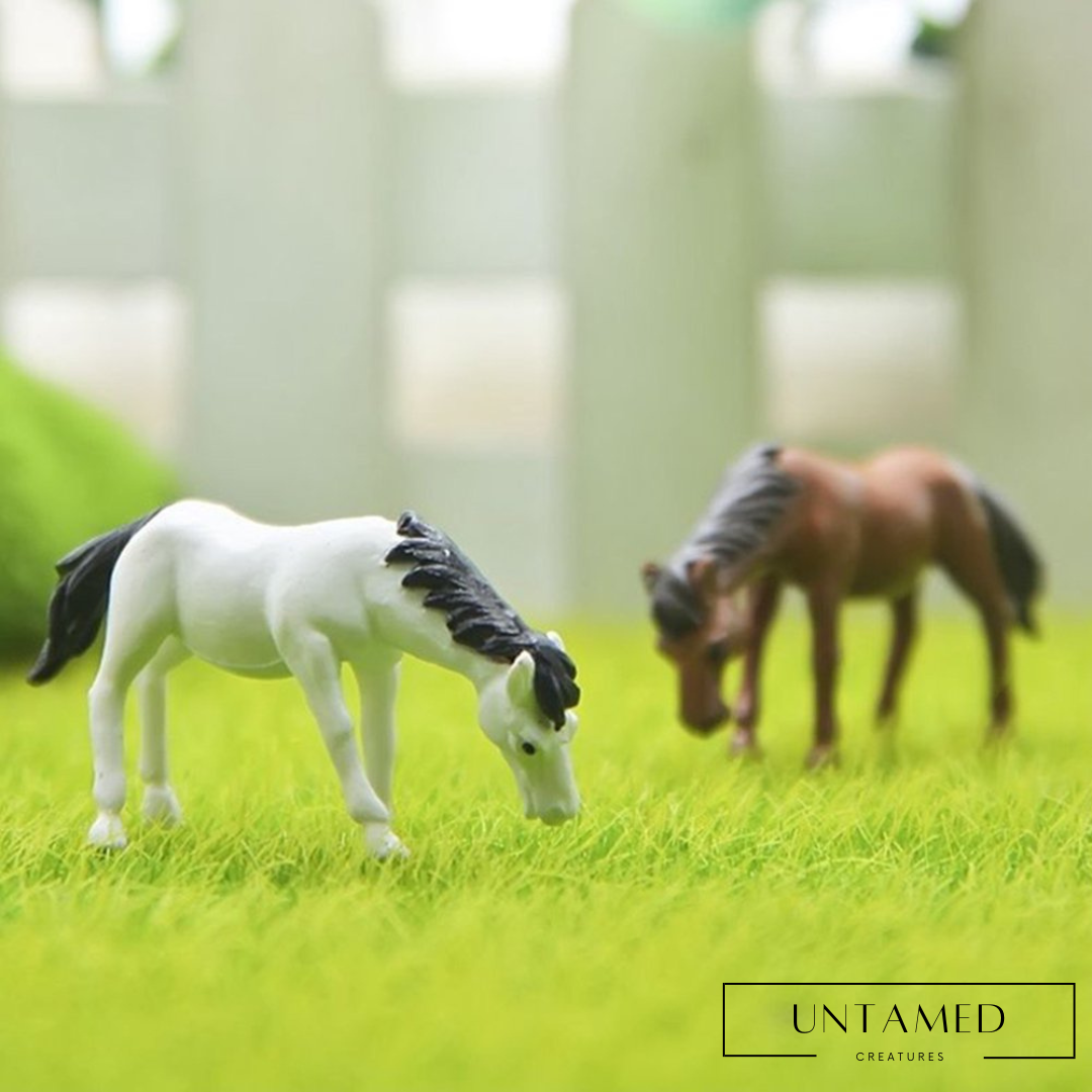 2Pcs Miniature Fairy Garden Horses Decor