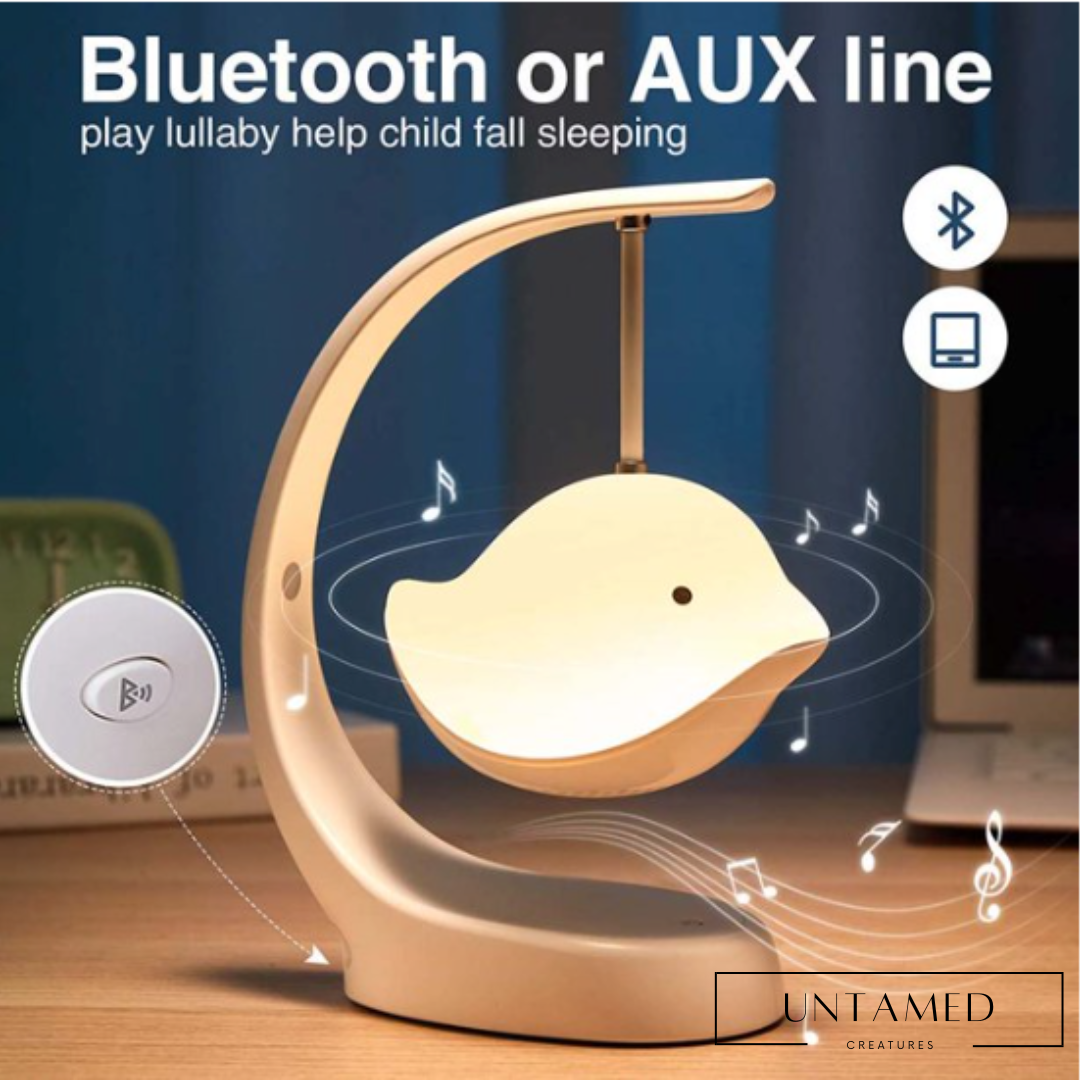 White ABS Stainless Steel Bird Lamp with Bluetooth Connectivity Bedroom Decor