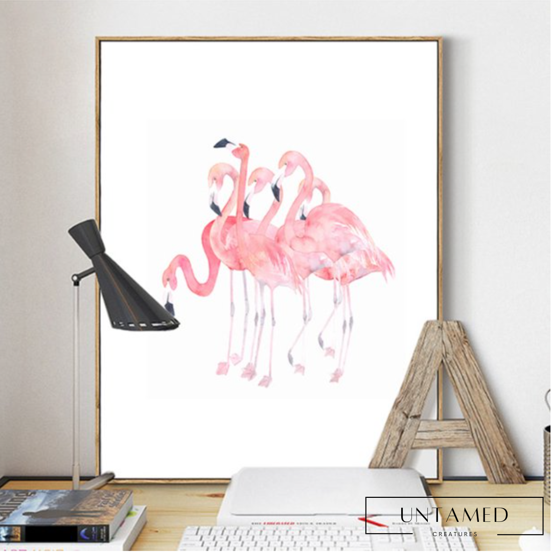 Watercolor Flamingo Canvas Painting