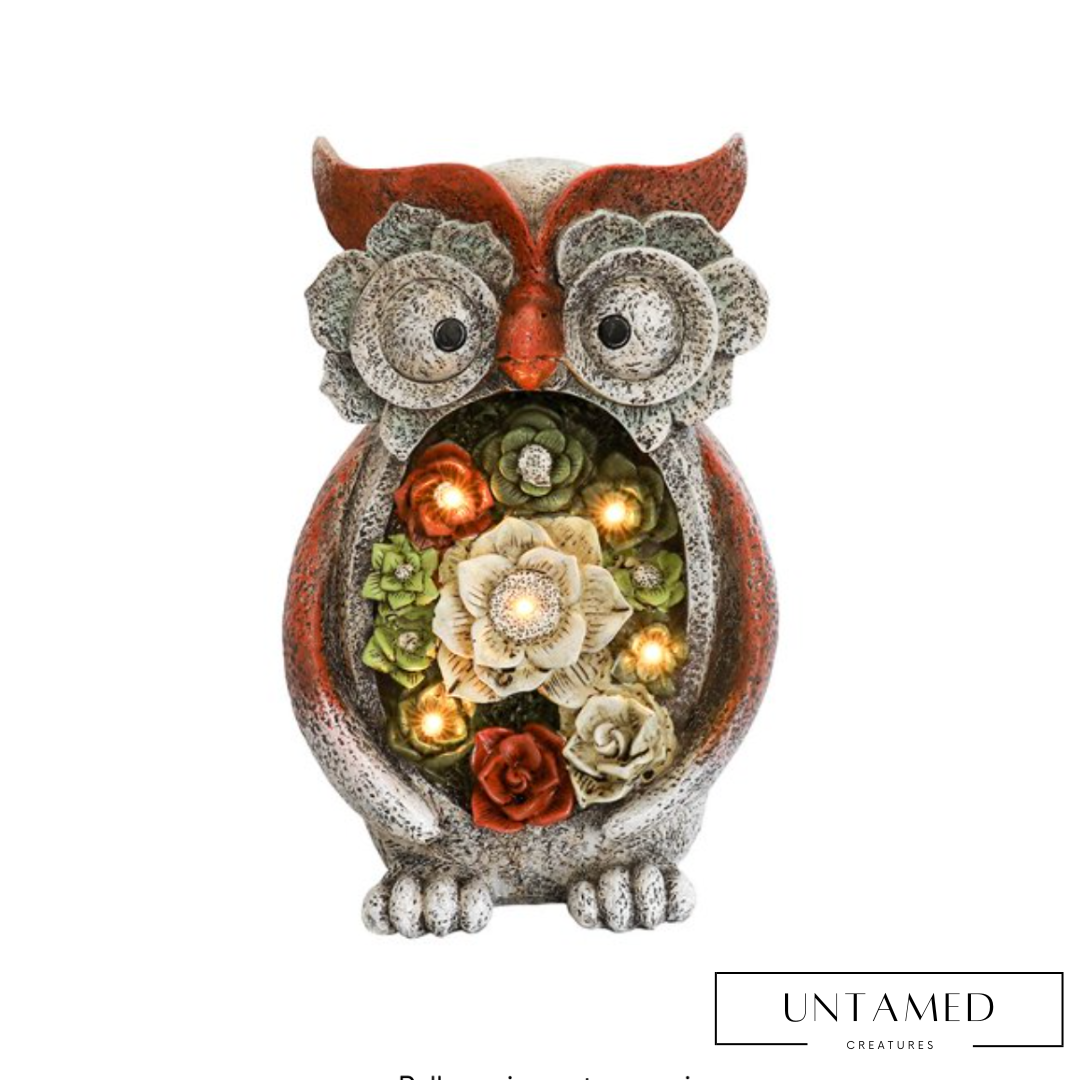 Outdoor Owl Statue with Solar Light