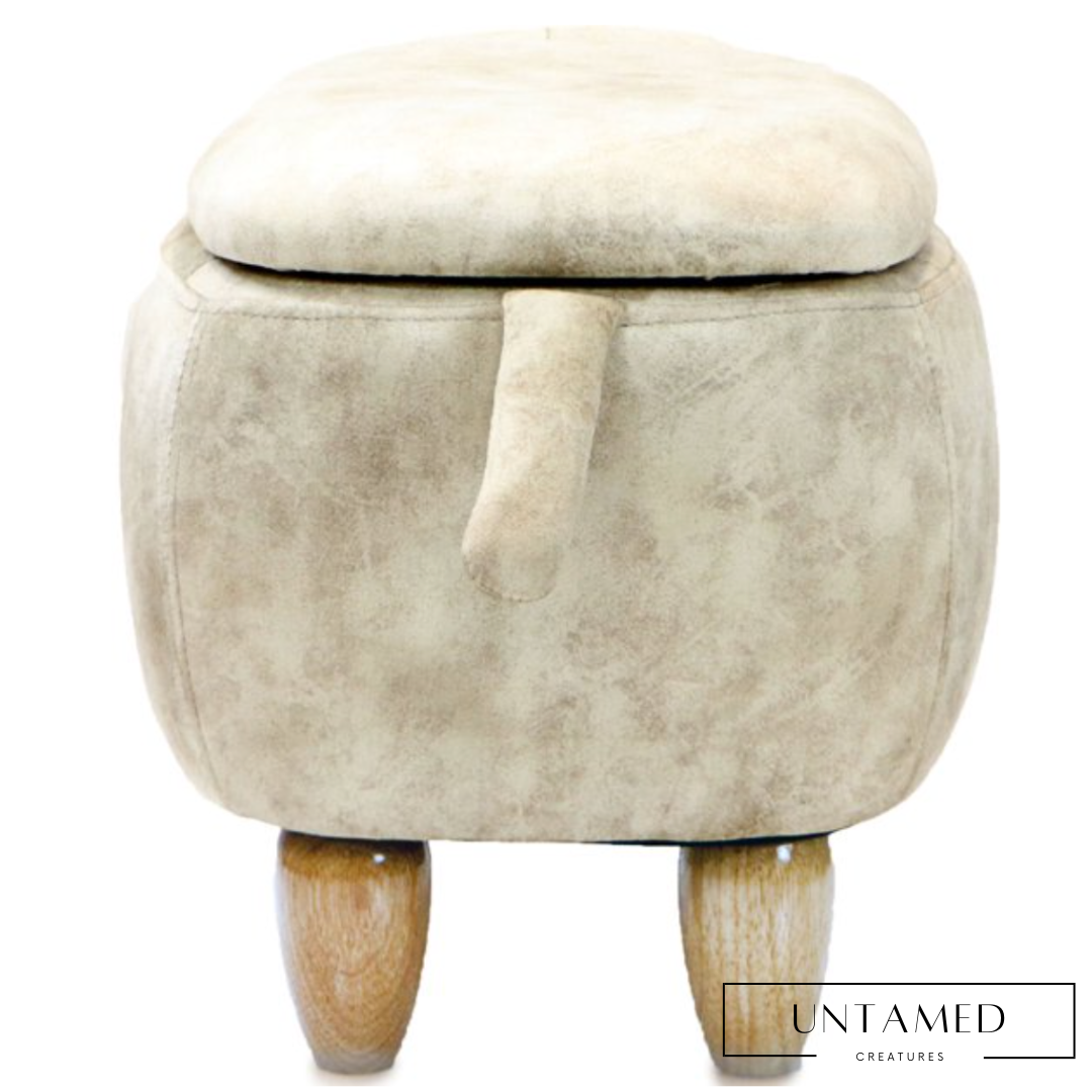 White Fabric Dog Seat Storage with Wood Leg Design Bedroom Decor