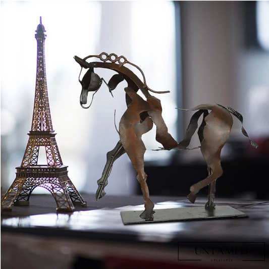 Brown Metal Horse Statue with LED Light Feature Home Decor