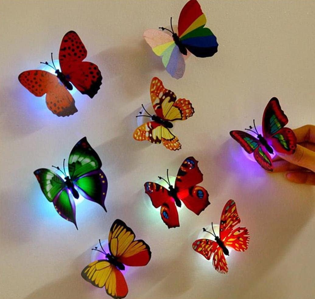 Multicolor Plastic Butterfly Stickers with LED Illumination Bathroom Decor