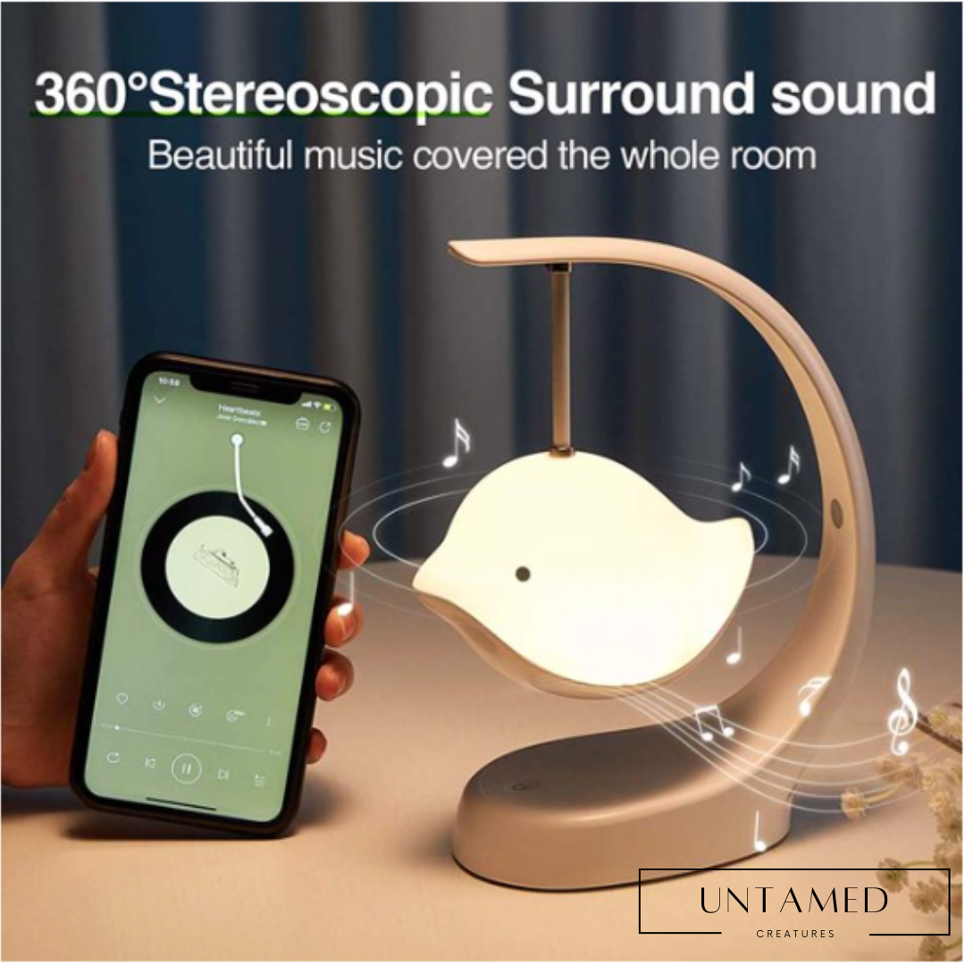 White ABS Stainless Steel Bird Lamp with Bluetooth Connectivity Bedroom Decor