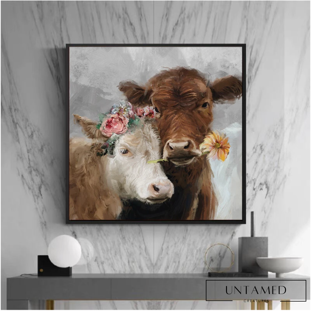 Couple Cow Canvas Painting