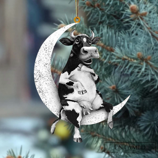 Wooden Cow Drop Hanging Ornament