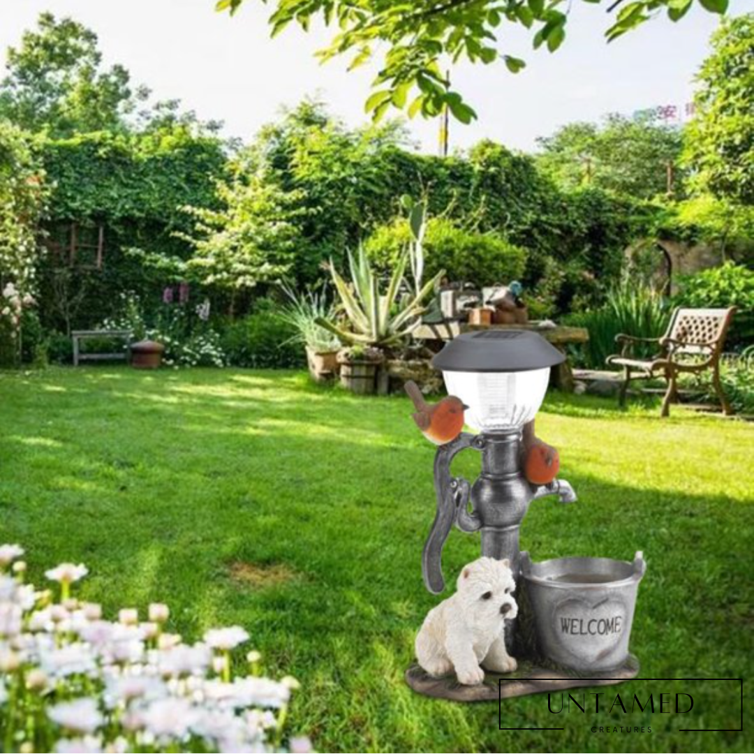 Garden Solar Powered Dog Statue