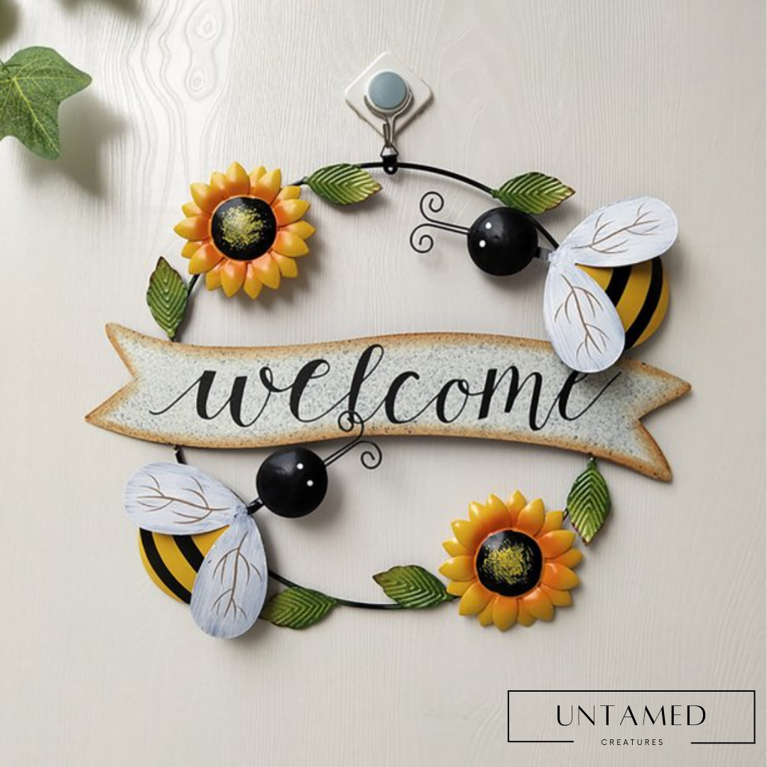 Welcome Sign Metal Bumble Bee Wall Decor