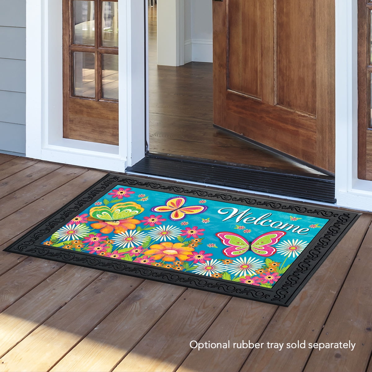 18" x 30" Vibrant Butterfly Garden Welcome Doormat