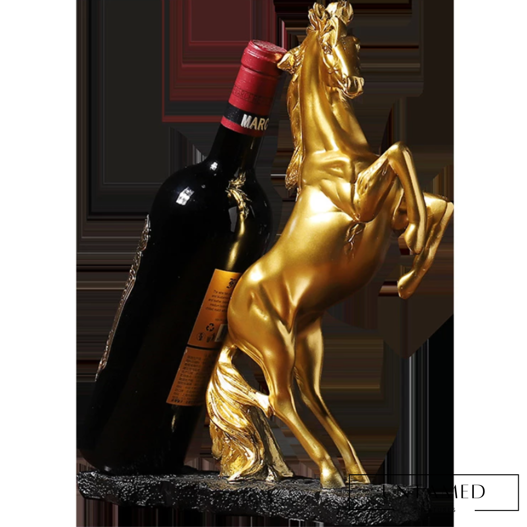 Resin Golden Horse Wine Rack