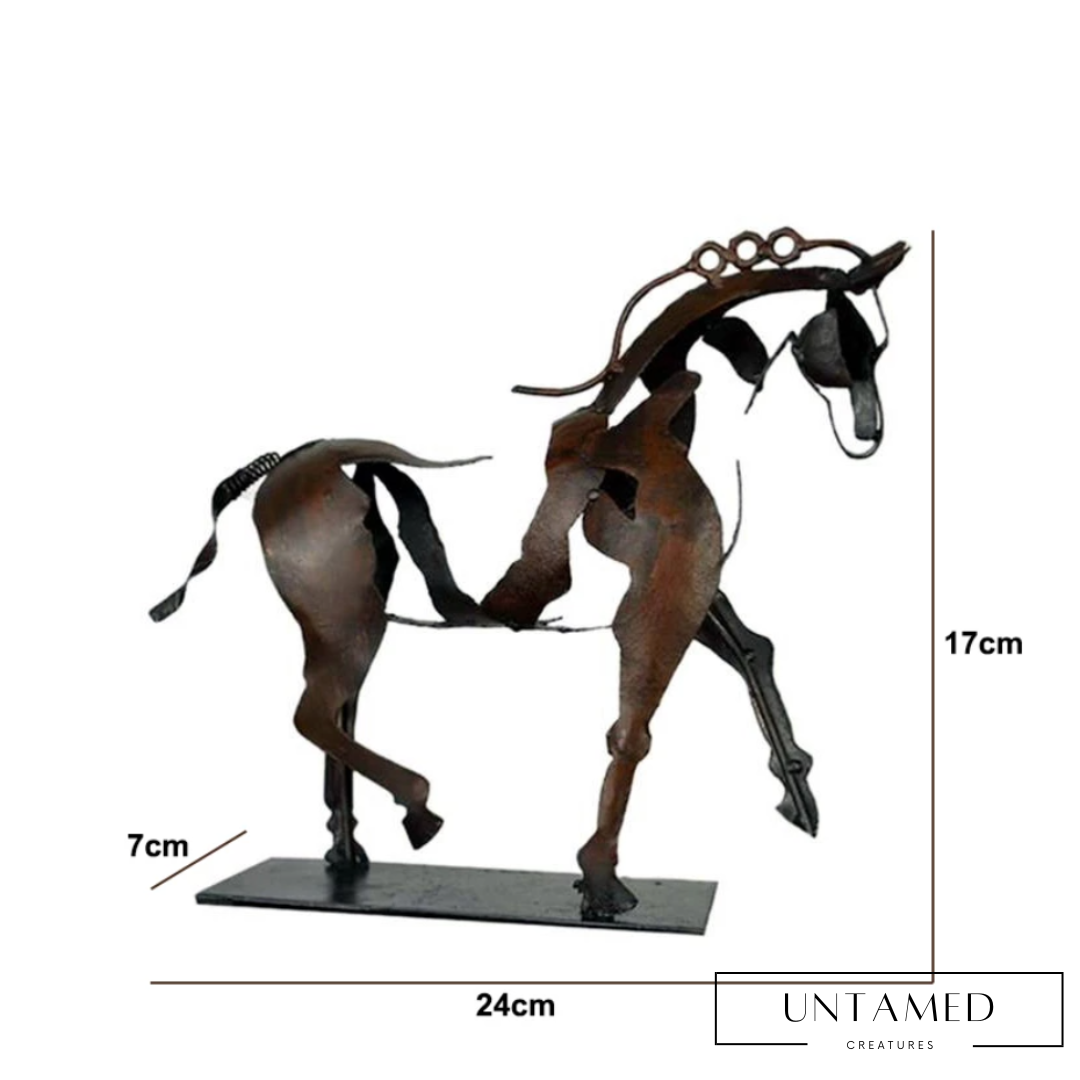 Brown Metal Horse Statue with LED Light Feature Home Decor
