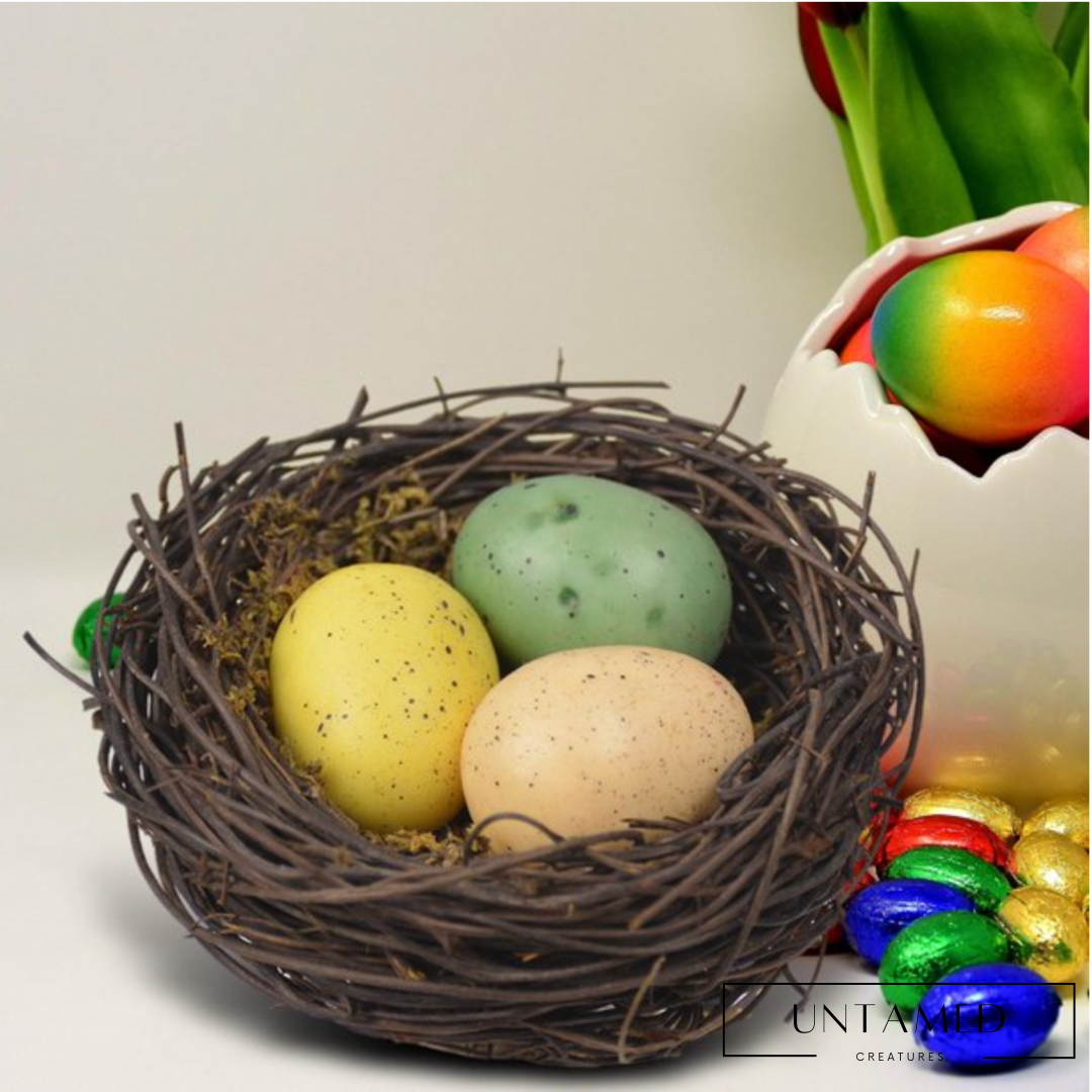 Artificial Rattan Bird Nest with Eggs