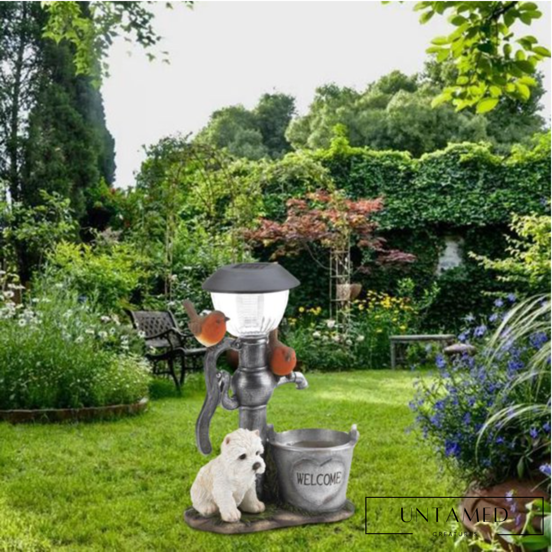 Garden Solar Powered Dog Statue