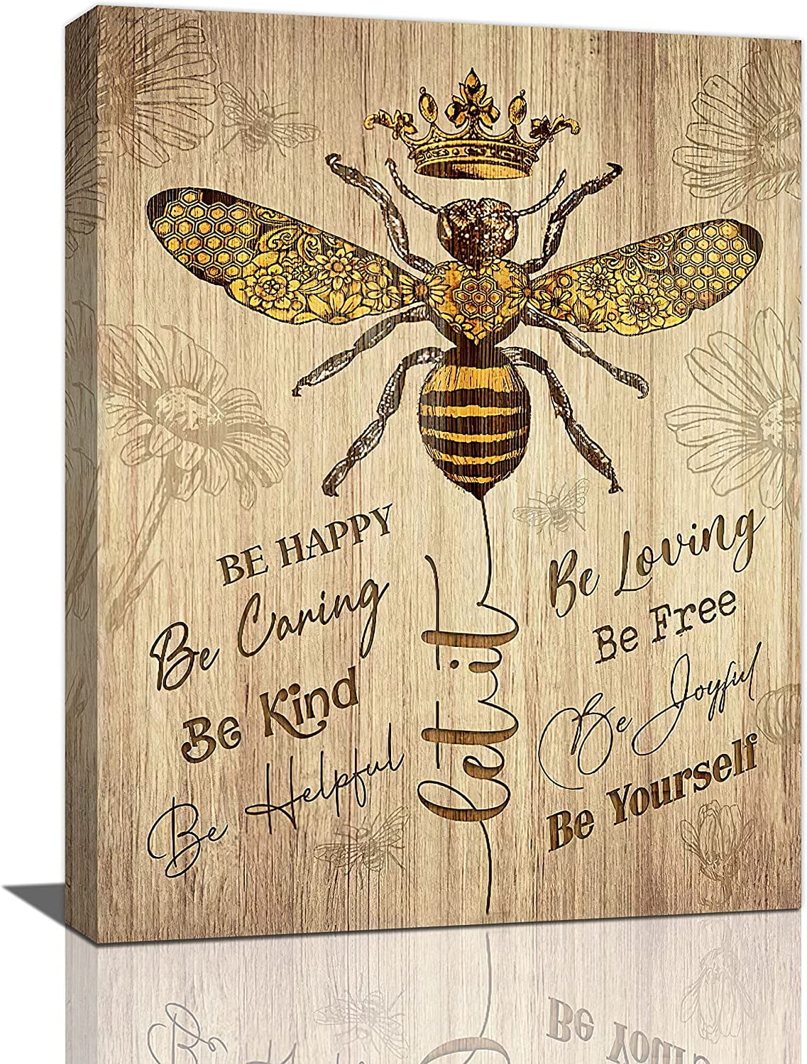 Rustic Bee Queen Wall Art Farmhouse Honey Decor Canvas Prints Painting