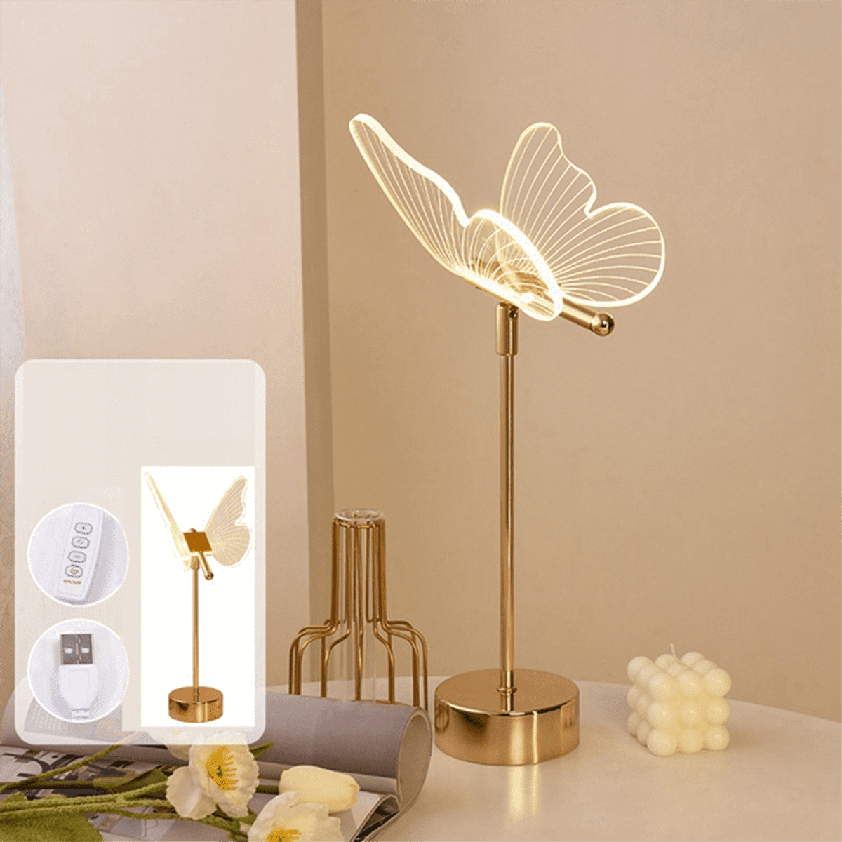 Butterfly LED Accent Lamp – USB Rechargeable