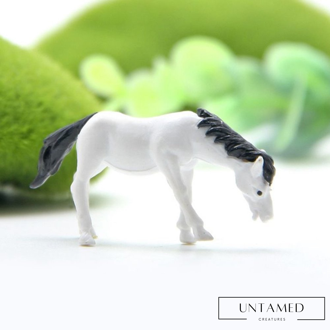 2Pcs Miniature Fairy Garden Horses Decor