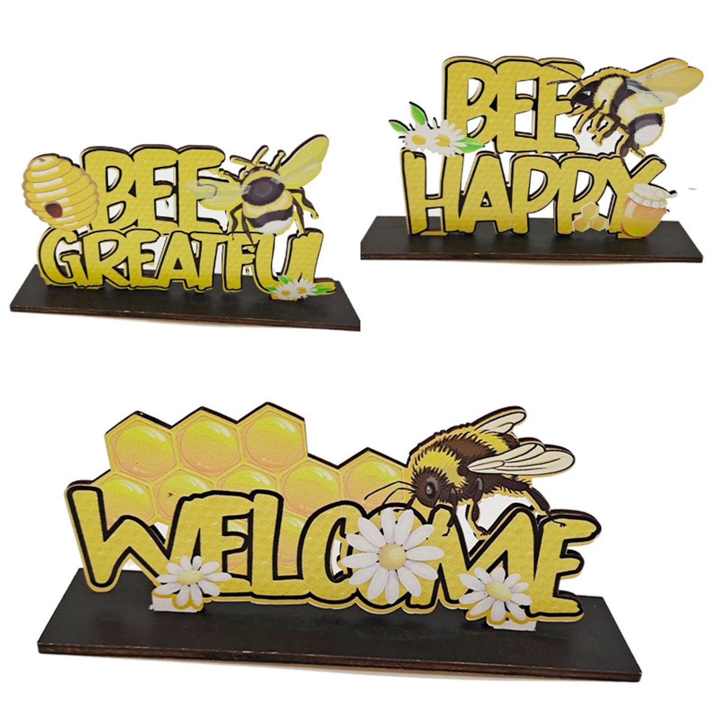 Farmhouse Honey Bee Tiered Tray Sign, Wooden Honey Bee Tiered Tray Sig