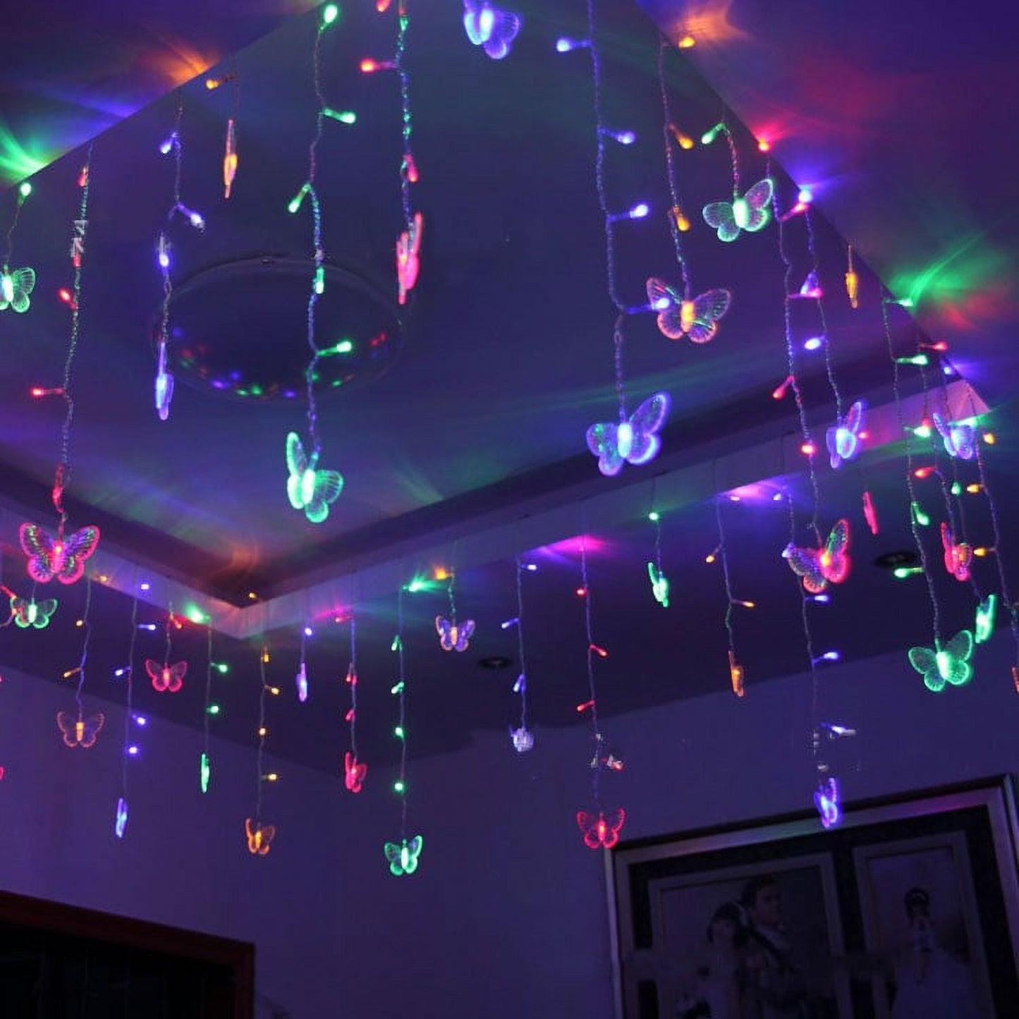 Multicolor Butterfly Electric Decorative Lights with LED String Curtain Room Decor