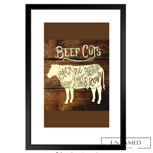 Cow Butcher Framed Diagram Wall Decor