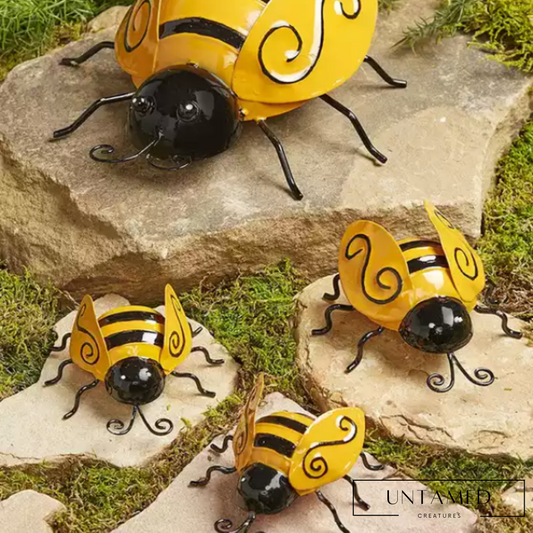 4 Pcs Metal Bumble Bee Wall Decor