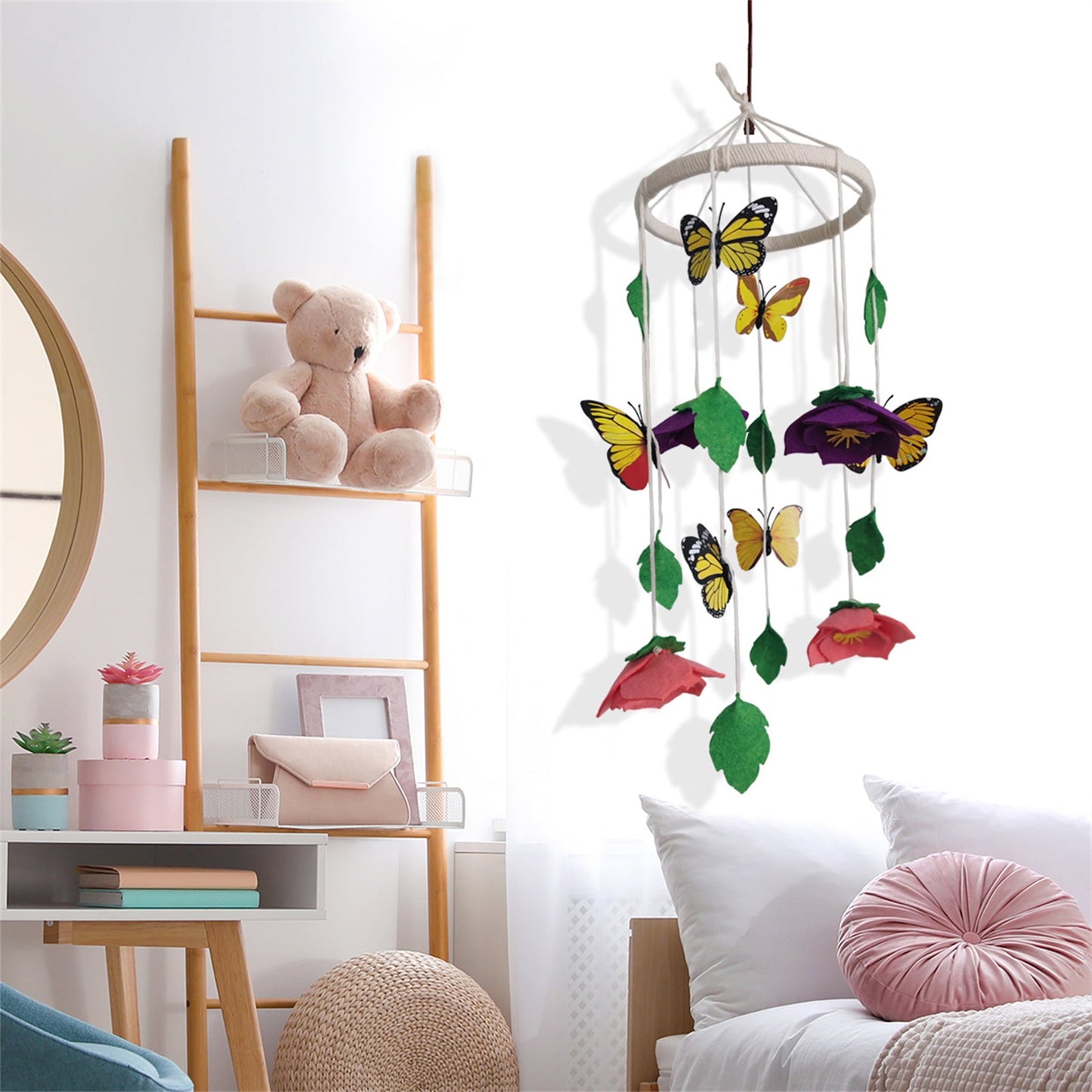 Handcrafted Butterfly & Flower Baby Mobile Rattle