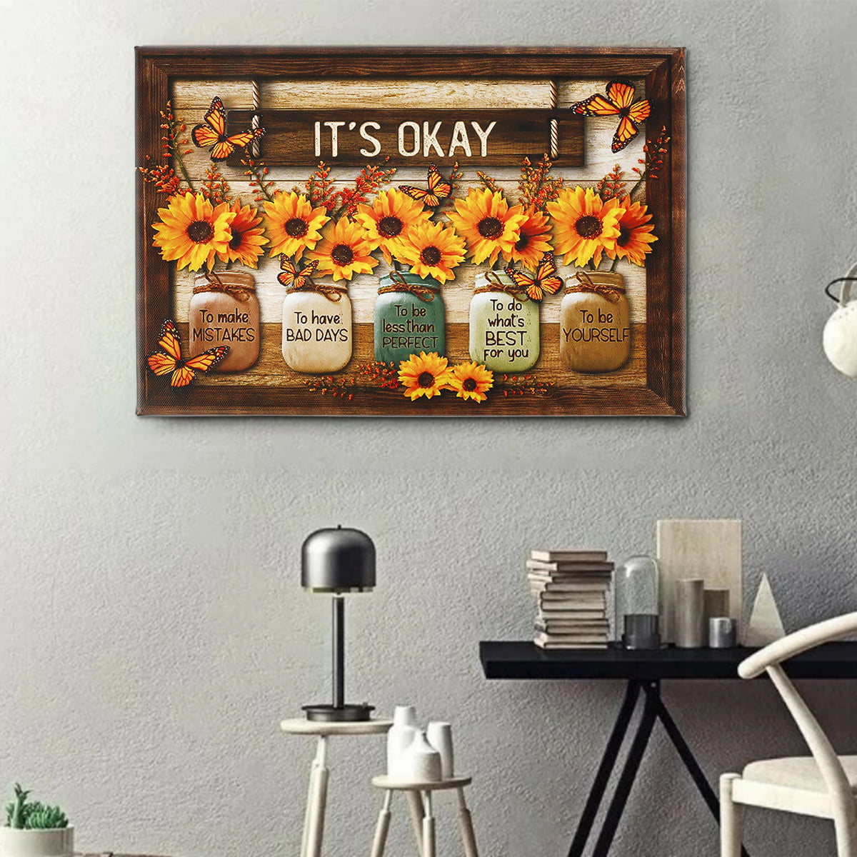 Bright Bloom Sunflower & Butterfly Wall Canvas