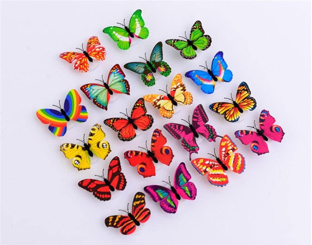Multicolor Plastic Butterfly Stickers with LED Illumination Bathroom Decor