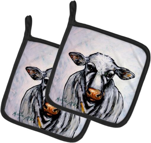 Cow-Themed Heat Resistant Pot Holders, 7.5"x7.5", Set of 2 for Kitchen Use