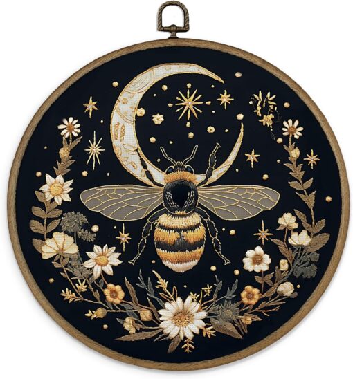 Gothic Bumble Bee Moon Canvas Wall Art, 10x10 Inch, Easy to Hang Decor - Image 2