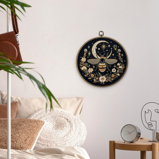 Gothic Bumble Bee Moon Canvas Wall Art, 10x10 Inch, Easy to Hang Decor - Image 4