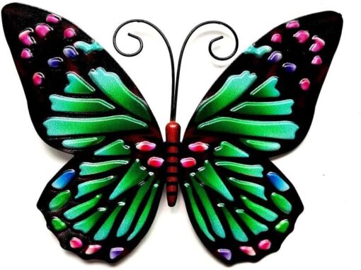 Green Metal Butterfly Wall Decor for Indoor and Outdoor Spaces