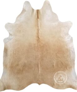 Palomino Beige Cowhide Rug - Large 6x6-7ft Animal Skin Floor Carpet